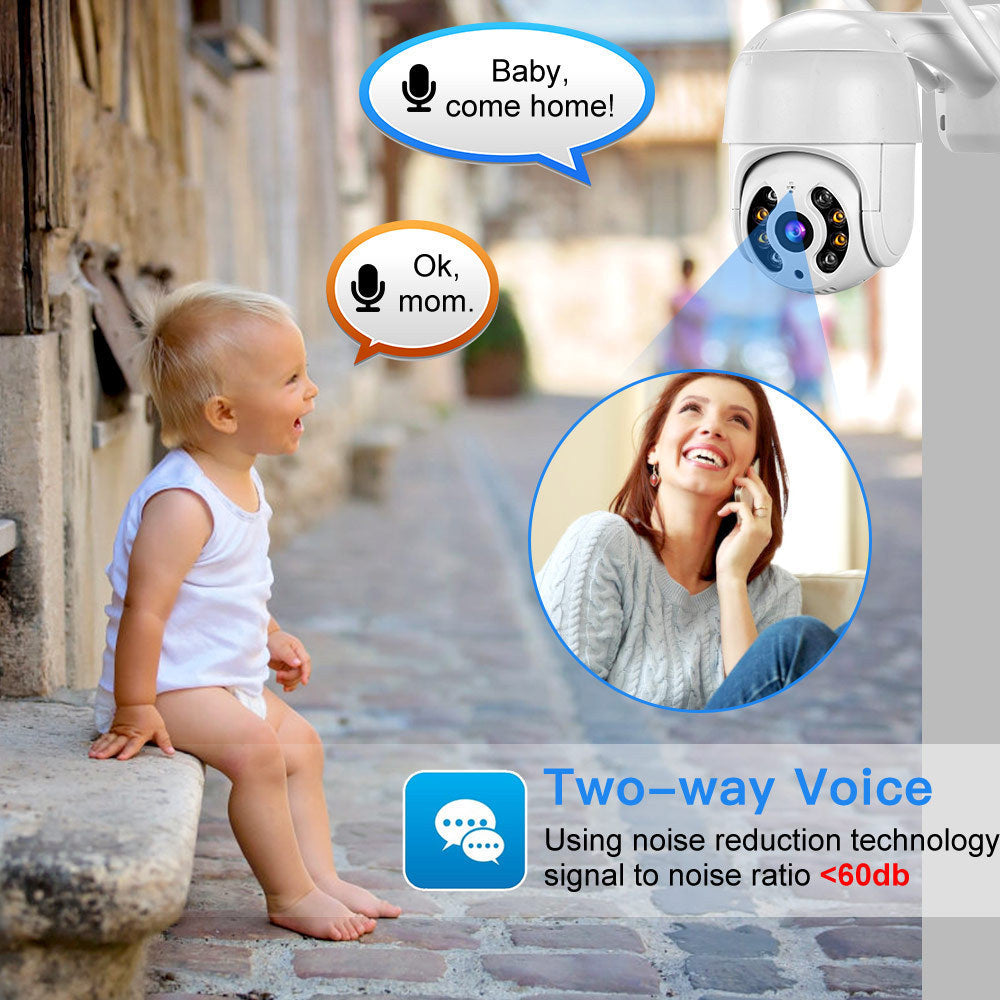 Camera de Supraveghere WIFI, AT PERFORMANCE®, 5MP, Exterior/Interior, Ultra HD 4K, 10X Zoom, Rotire 360°, Leduri Lumina, URMĂRIRE, Vedere Nocturna, Alarma.